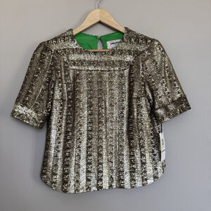 Zadig & Voltaire Toysse Sequined Top Gold Bronze Blouse Size Medium New With Tag